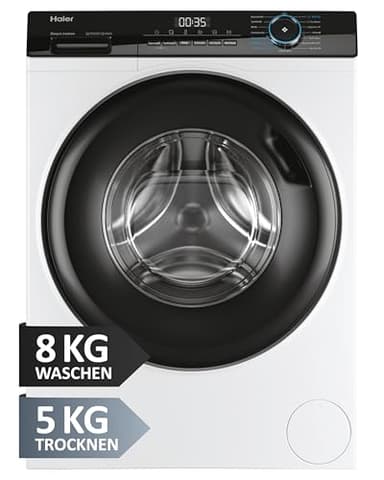 Haier I-PRO SERIE 3 Waschtrockner HWD80-B14939 I Waschmaschine Trockner Kombi mit 8kg Waschen & 5kg Trocknen I Energieklasse A, Kombiklasse D I 1.400 U/Min & leiser Direktantrieb I Waschtrockner Kombi