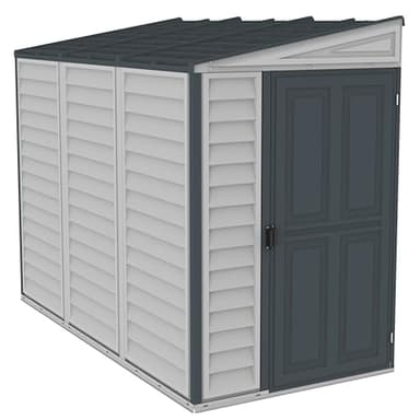 Duramax SideMate PLUS 4 x 8 (2.91 m²) Kunststoff gerätehaus mit Metallfundament Set, Wendetür, robuste Metalldachkonstruktion, wartungsfreier Vinylschuppen, Elfenbein