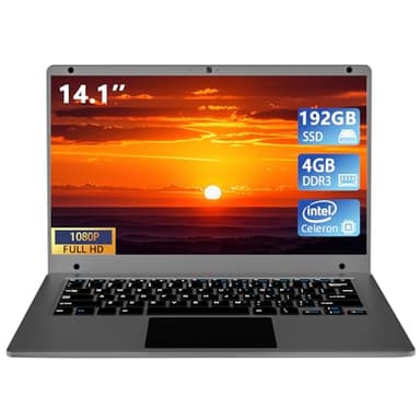 Morostron Laptop 14.1 Zoll W11 Notebook 4 GB RAM 192 GB eMMC Full HD (1920 * 1080) IPS Display,2.4G WiFi, BT 4.0, USB 3.0 für Home School Office Business - Grau