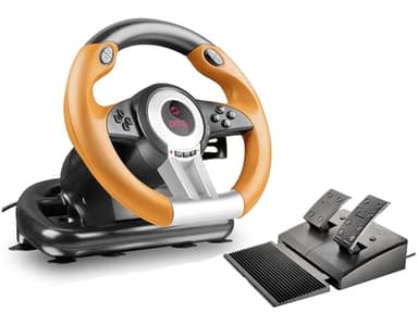 Speedlink DRIFT O.Z. Racing Wheel - USB Gaming Lenkrad für PC/Computer, PC Lenkrad mit Pedalen und Schaltung, Schaltwippen und Schaltknüppel, Force Feedback, schwarz-orange