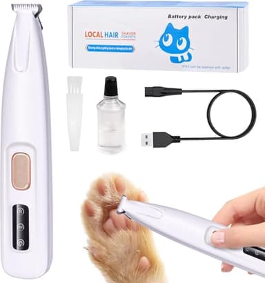 PawTrim Pro, Pfotentrimmer für Hunde, Haustierhaarschneider mit LED-Licht, Superleise/Wiederaufladbarer Pfotentrimmer, Leise Hundeschermaschine für Hunde Katzen Pfoten, Augen, Wasserdichter