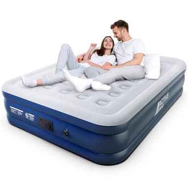 Active Era Premium Luftbett 2 Personen, Luftmatratze selbstaufblasend mit eingebauter elektrischer Pumpe & integriertem Kissen, Aufblasbare Matratze für Camping & Gästebett - 203 x 152 x 43cm