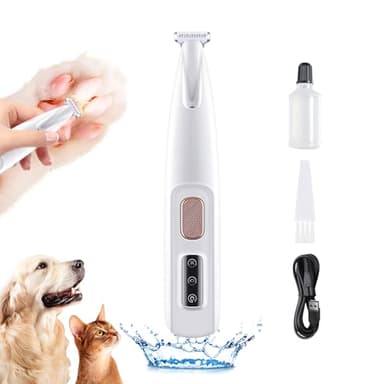 Skeadex Leise Hundeschermaschine, Wiederaufladbarer Pfotentrimmer für hunde und Katze, Wasserdichter Profi Hundetrimmer mit LED-Licht, für Dickes Langes Lockiges (Weiße)