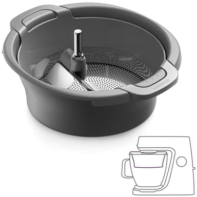 Kenwood Sieb und Passieraufsatz KAT20.000GY, Zubehör für Kenwood Küchenmaschinen, zum Passieren von Obst, Gemüse und Trockenprodukten, Spülmaschinenfest, Grau