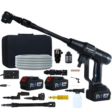 Duoguto 100Bar 1450Psi Akku Hochdruckreiniger Bürstenlos, Kabelloser Druckreiniger Verstellbare Geschwindigkeit Tragbarer mit 2x4.0Ah Batterien, 5M Schlauch | Reinigung Bewässerung