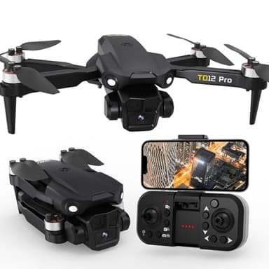 Toladrone Faltbare Mini Drohne mit 4K-Kamera, TD12PRO Bürstenloser Motor Drohnen für Anfänger, Windwiderstand der Stufe 3, APP-Steuerung, Geschwindigkeitsanpassung, RC-Quadcopter mit Tragetasche