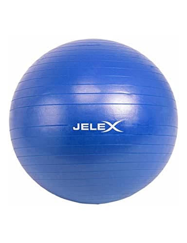 JELEX Fitness Yogaball, Gymnastikball mit 65 cm Durchmesser, inkl. Luftpumpe. Für Gleichgewichtstraining und zur Stärkung von Rücken, Rumpf und Bauch. Unisex. In Schwarz, Lila und Blau (Blau)