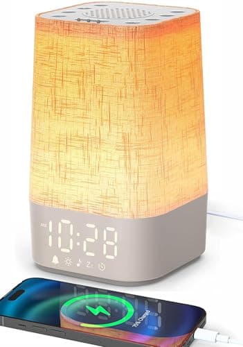 Tageslichtwecker mit 30 Naturgeräuschen,Wecker mit Licht Sonnenaufgang,Dimmbar Nachttischlampe mit Ladefunktion Lichtwecker Einschlafshilfe und Timer,Geschenke für Mutter und Vater, Frauen und Männer