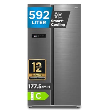 Midea MDRS791MIC46 Side-by-Side Kühlschrank mit No-Frost & WiFi | 592L, 177,5 cm Hoch, Inverter-Technologie, Multi-Air-Flow & Humidity Control | SuperCool & 37dB