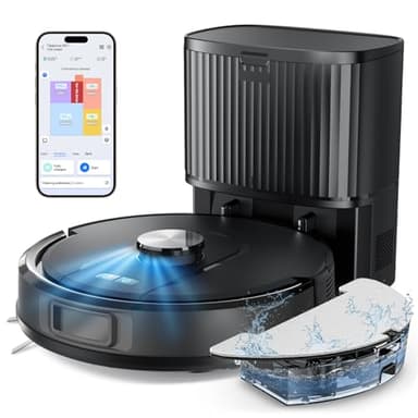 Vexilar W11 Staubsauger Roboter mit Wischfunktion, 2L Saugroboter mit Absaugstation, 5000Pa Saugkraft, 180Min Laufzeit, LiDAR Navigation, 15 No-Go Zonen, APP Steuerung, Ideal für Teppich und Tierhaare