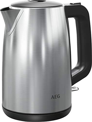 AEG Wasserkocher, 1,7 l Fassungsvermögen, Hochwertige Optik, 3-fache Sicherheitsabschaltung, Wasserstandsanzeige außen, 360° Drehbarer Sockel, Einhandbedienung, Tropfschutz, Edelstahl, K3-1-3ST