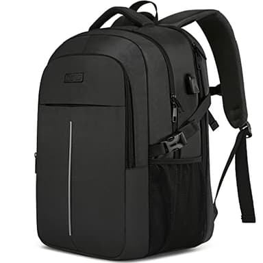 Extra Groß Rucksack Herren 55L,18.4 Zoll Laptop für Schule Arbeit mit USB Ladeanschluss Wasserdicht Business Reisen Notebook Tasche Schulrucksack für Männer Frauen Jungen Teenager Schwarz