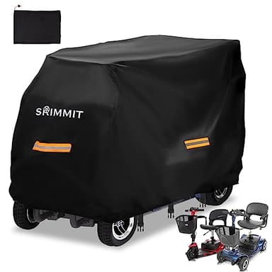 420D Elektromobil Abdeckhaube - Wasserdicht & UV-beständig - Universell passend für die meisten Mobilitätsscooter - Extra-starkem Gummiband - Ideale Abdeckplane für drinnen & draußen L (124x58x99 cm)