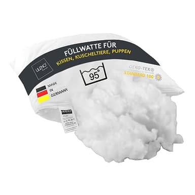 LILENO HOME Füllwatte 500g im praktischen Vlies Beutel - Füllmaterial u. Füllwatte für Kuscheltiere, Kissen, Basteln - Kissen Füllung waschbar bis 95 °C - perfekt als Watte o. Bastelwatte