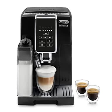 De'Longhi Dinamica ECAM 350.50.B Kaffeevollautomat mit LatteCrema Milchsystem, Cappuccino, Espresso & Kaffee auf Knopfdruck, Digitaldisplay, 2-Tassen-Funktion, Großer 1,8 L Wassertank, schwarz