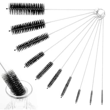 CATOR 13 Pcs Kleine Reinigungsbürste Für Kaffeevollautomat, Strohhalm Bürste Set, pfeifenreiniger, reinigungsbürste, Pfeifenreiniger Bürste, Milchschlauchbürste, Flaschenbürste Dünn, Schwarz