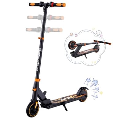 RCB R15 E-Scooter Kinder (8-12-16 Jahre) - bis zu 20 Km/h, Max. Reichweite 16Km, Elektroroller Faltbar für Kinder, Geschenk für Kinder und Jugendliche（Schwarz-Orange）