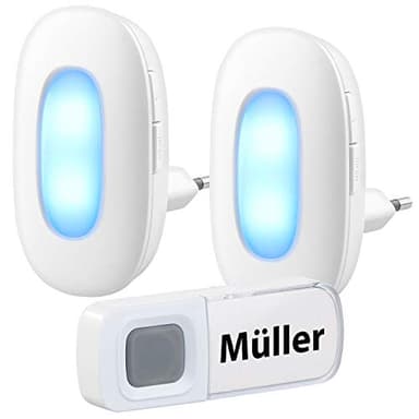 CASAcontrol Lichtklingel: Steckdosen-Funk-Klingel mit optischem Signal & zweitem Empfänger, IP54 (Türklingel Lichtsignal nachrüsten, Klingel mit Lichtsignal, Türklingelverstärker)