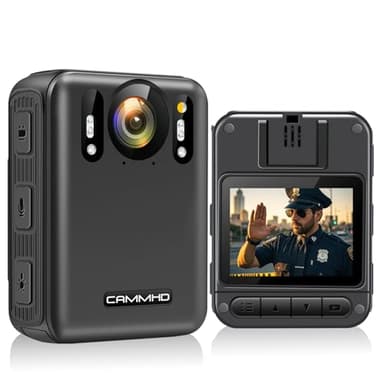 CAMMHD W8-32GB 4K Anti-Shake Body Cam 2 Akkus 4000 mAh mit 10 Stunden Videoaufzeichnung, Datenverschlüsselung Auto Ultra HD-Nachtsicht Bodycam Körperkamera mit Ladestation für Sicherheit