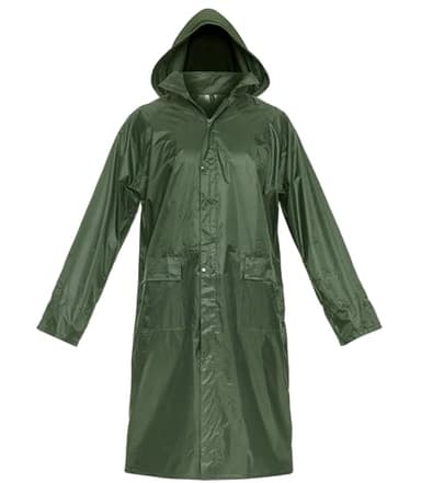 BWOLF POSEIDON Arbeitsmantel Regenmantel Herren Regenmantel Wasserdichte Lange Regenjacke Outdoor Wiederverwendbare Regenbekleidung mit Kapuze (Grün, 2XL)