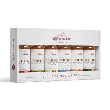 Schlitzer Whisky Tasting Set – 6 x 0,05L Miniaturen | Single Malt, Grain & Wheat Whisky | Exklusives Probierset für Genießer & Kenner