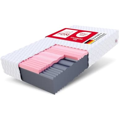 FDM Select MAX Double Matratze 90x200 cm Kaltschaum Höhe 24 cm Härtegrad H3 und H4 Visco-Schaum Öko-Tex Allergikergeeignet Jersey Bezug Waschbar