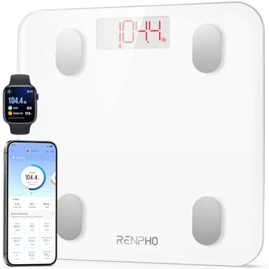 RENPHO Personenwaage Digital, Bluetooth Körperfettwaage mit Hochpräzisions-Sensoren, Smart Waage mit Körperfett und Muskelmasse 180 kg/400 lbs
