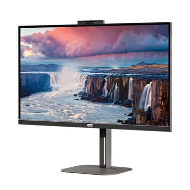 AOC Q27V5CW - 27 Zoll QHD Monitor, Webcam, Lautsprecher, höhenverstellbar (2560x1440, 75 Hz, HDMI, DisplayPort, USB-C, USB Hub) schwarz