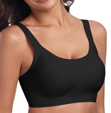 LEYSHE Minimizer BH Damen Ohne Bügel Nahtloser Comfit Tshirt BH Bügelloser Bequemer Bralette mit Vollschalen,Schwarz,XXL