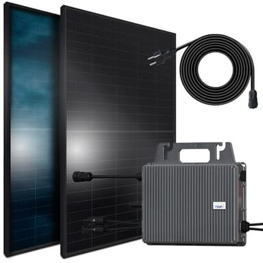 SUNNIVA® 920W Balkonkraftwerk BIFAZIAL FULLBLACK komplett Steckdose TSUN 800W Wechselrichter, PV Solaranlage, 2x 460W Glas-Glas Solarmodule, inkl. 5m Kabel, Bluetooth WIFI, Komplettset