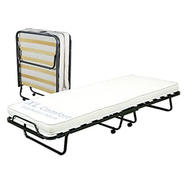 Cortassa - Klappbett XL Comfort mit Matratze aus Polyurethan, Höhe 10 cm, Einzel-Lattenrost aus Holz, 90 x 200, platzsparendes Bett mit Rollen