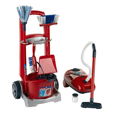 Theo Klein 6742 Vileda Besenwagen - Inklusive Putz-Zubehör - Batteriebetriebener Staubsauger mit Saug- und Soundfunktion - Spielzeug für Kinder ab 3 Jahren, 29 x 24 x 60 cm