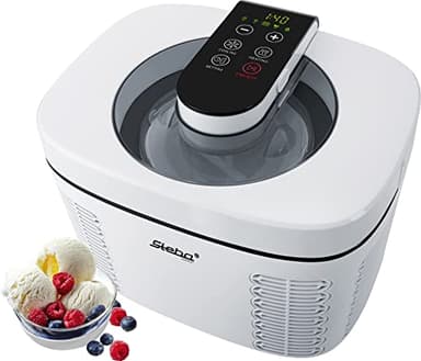 Steba Eismaschine, ohne Vorkühlen sofort einsatzbereit inkl. Wärmefunktion für Joghurt, Temperaturbereich ca. -18°C bis +50°C, 1,2 l Eisbehälter, IC 110