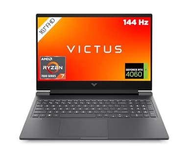 HP Victus Gaming Laptop | 16,1" FHD 144 Hz Display | AMD Ryzen 7-7840HS | 16 GB DDR5 RAM | 512 GB SSD | NVIDIA GeForce RTX 4060 | Windows 11 Home | QWERTZ Tastatur | schwarz