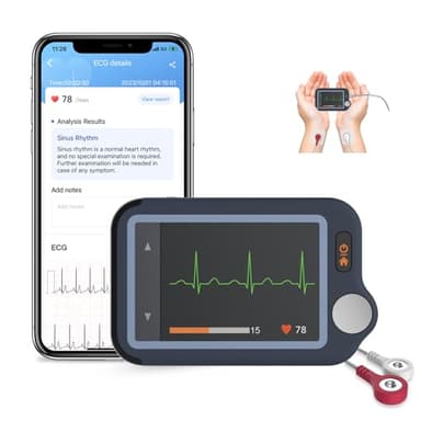 CheckMe Plus EKG Gerät für Zuhause, KI-Analysefunktion, 30s/ 60s/5min Messzeit für Smartphone und PC, Persönlicher Tragbarer Herzgesundheits-Tracker, Großbild-Echtzeitanzeige