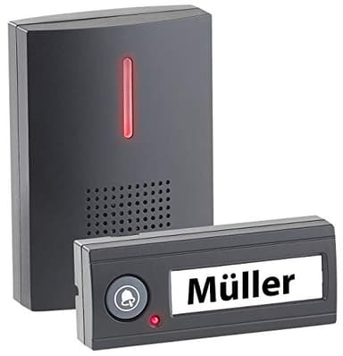 CASAcontrol Funkklingel: Funk-Türklingel, Licht- & Ton-Signal, 100 m Reichweite, WASSERGESCHÜTZT MIT IPX4, schwarz (Funkklingel Batterie, Kabellose Türklingel, Türklingelverstärker)