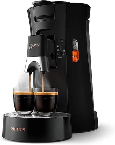 Philips Senseo Select Kaffeepadmaschine mit Kaffeestärkewahl und Memo-Funktion, aus recyceltem Plastik, Farbe: Schwarz (CSA240/60)