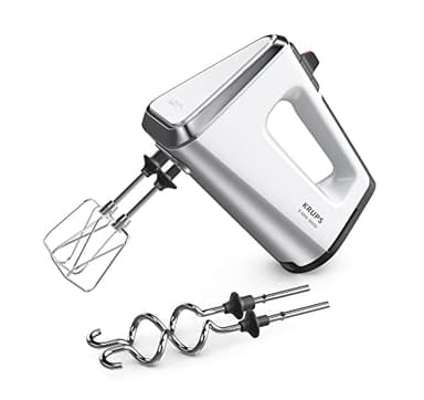 Krups 3 Mix 9000 Handmixer, GN9101 inkl. Schneebesen und Knethaken, Weiß/Silber, 750 Watt