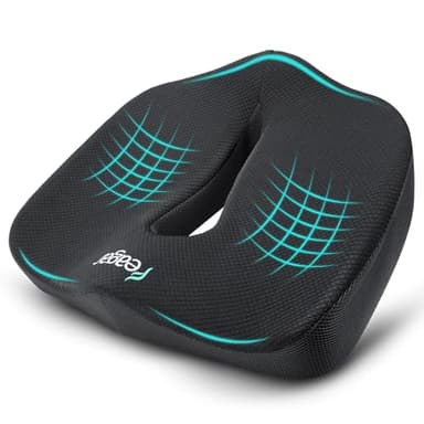 Feagar Orthopädisches Sitzkissen Bürostuhl – Ergonomisches Steißbeinkissen & Sitzring mit Memory-Schaum, XXL Dicke für 90-150kg, Schwarz - Schmerzlinderung bei Langem Sitzen