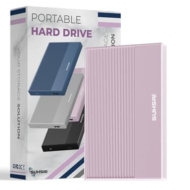 SUHSAI Externe Festplatte, 200 GB, Externe Festplatte, Backup-Laufwerk, USB 3.0, Hochgeschwindigkeits-Datenübertragungsfestplatte, kompatibel mit Mac, Laptop, Desktop-Spielekonsole - Pink