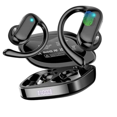 Open Ear Kopfhörer Bluetooth 5.4 HiFi Stereo, 2025 Kopfhörer Kabellos Bluetooth mit ENC Noise Cancelling Mic, 32 Std Ohrhörer mit Ohrhaken, IPX7 Wasserfest Sportkopfhörer für Laufen/Fitness/Reiten
