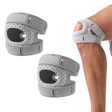 BafanglaiUK 2025 Wellness Kniebandage, 2Stück Patella Kniebandage, Pain Relief Knee Braces, Verstellbare Kniebandage Zum Tanzen, Für Meniskusriss, Knieschmerzen Lindern (Grau, Erwachsenengröße M)