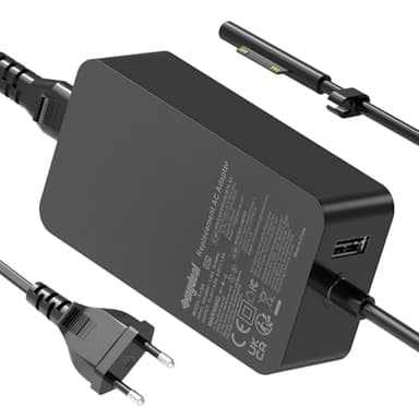 65W Surface Ladekabel 15V 4A Microsoft Ladegerät Netzteil für Surface Pro 11/X/10/9/8/7/ 7+/6/5/4/3, Surface Laptop 7/6/5/4/3/2/1, Surface Go 4/3/2/1, Surface Book 3/2/1, Model 1706 1796 1800 mit USB
