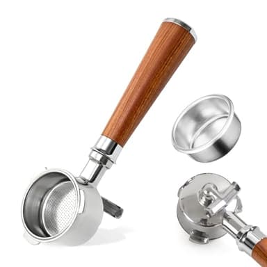 alouweekuky Siebträger 51mm, Doppel Auslauf 3 Ohren Portafilter Kompatibel mit Delonghi Dedica Siebträger EC680/EC685/EC785/EC820/EC850/EC860, Edelstahl SiebträGer Filterhalter