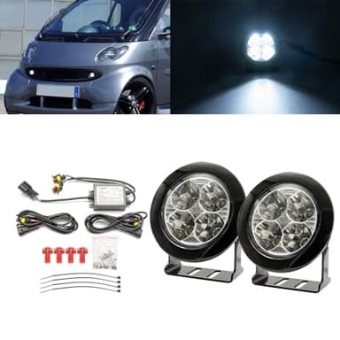 NSLUMO LED DRL Tagfahrlicht für Smart Fortwo 450 1998–2007, Fortwo 451 2007–2015, Frontstoßstange Tageslichtreflektoren DLR-Lauflicht 2 LED-Standlicht mit klarer Linse