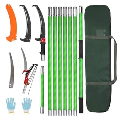 Astsäge mit Stiel 8m Handsäge Einstellbare Länge, Baumsäge Gartengeräte-Set, Palme Hochentaster hochreichbare Stange mit Tragetasche, schneidet sauber und schnell für hohe Äste (8 m Pro)