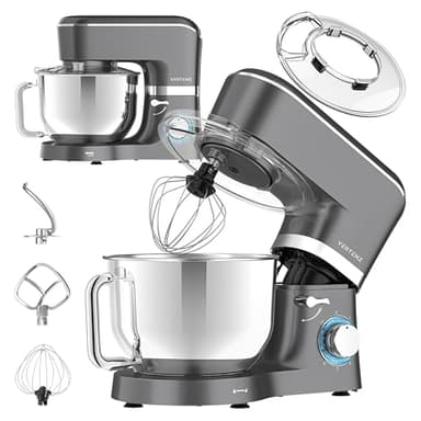 Vertenz Cosmiq 40 | Teigknetmaschine 3000W mit Planetensystem | 5,5L Küchenmaschine mit Fermentationsfunktion | Edelstahl-Schüssel | Teigmaschine | 4 Aufsätze & Spritzschutz | Rührmaschine küche