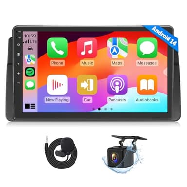 Eonon Autoradio kompatibel mit BMW E46 1998-2006, Android 14 CarPlay, Android Auto, MirrorLink, 3+32 GB GPS, Bluetooth, USB-RCA-Ausgang, unterstützt Rückfahrkamera Online-Update E46X7