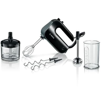 Bosch Handrührer Home Professional Styline MFQ4980B, 5 Stufen, 2 Edelstahl Rührbesen- und Knethaken, Mixstab Edelstahl, Universalzerkleinerer, 850 W, schwarz/dark silver