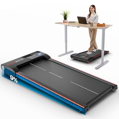 Sportstech Walking Pad bis 6 km/h – manuelle Steigung bis 9%, inklusive App Mitgliedschaft, LCD Display, Schrittzähler, leicht & kompakt, Transportrollen, WalkMate bis 120kg Nutzergewicht